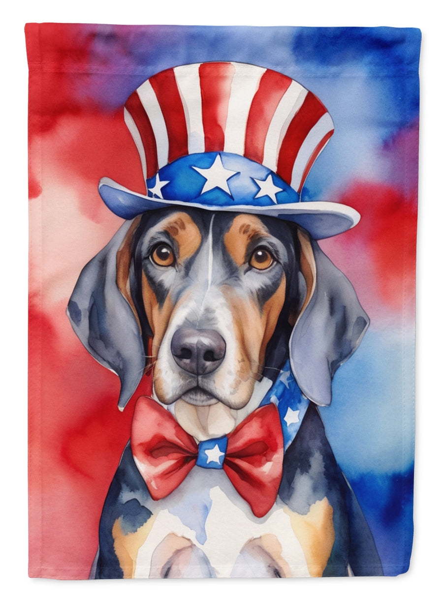American English Coonhound Patriotic American House Flag Image 1