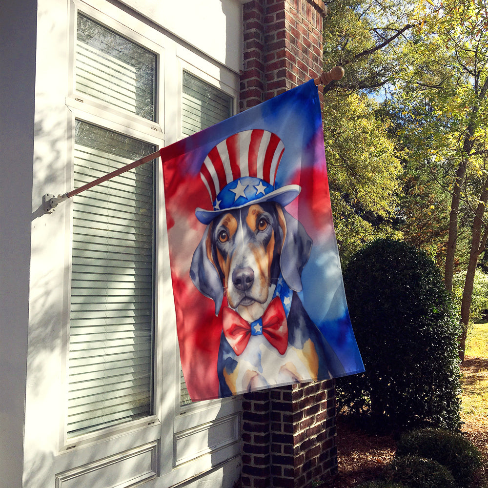 American English Coonhound Patriotic American House Flag Image 2