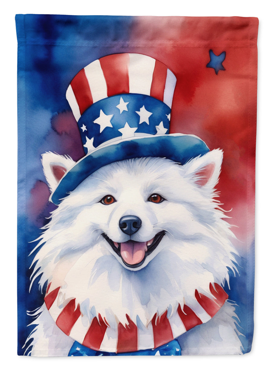 American Eskimo Patriotic American House Flag Image 1