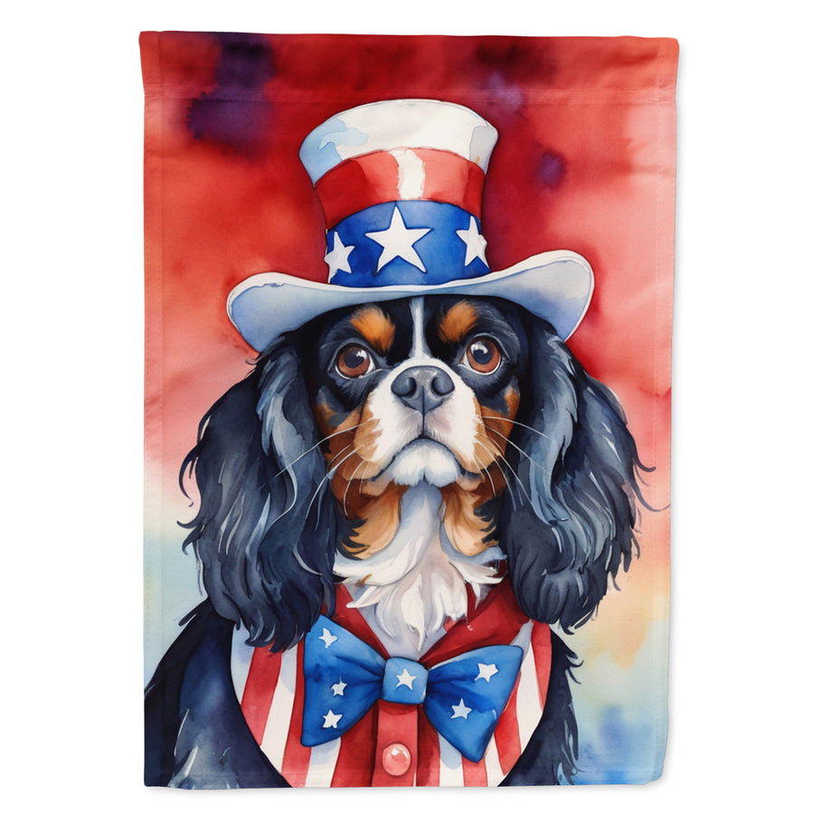 Cavalier Spaniel Patriotic American House Flag Image 1