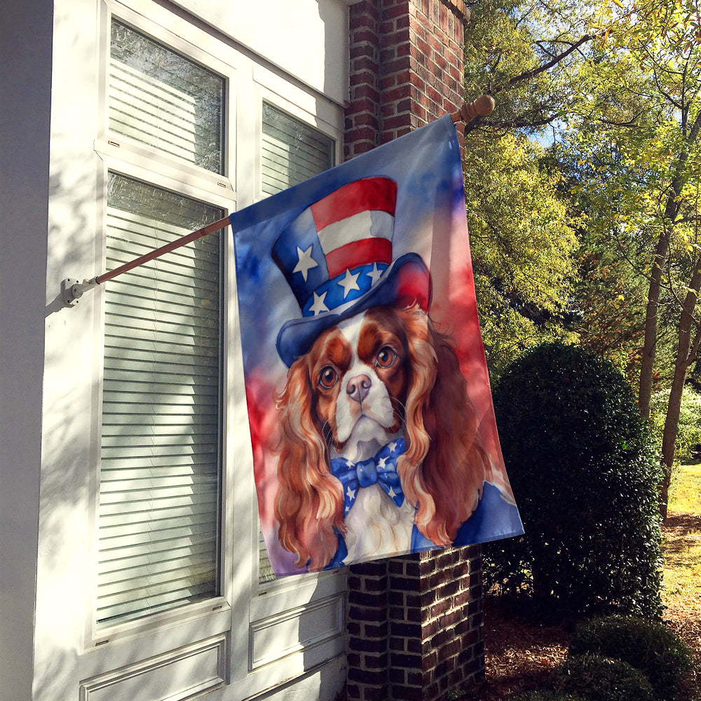 Cavalier Spaniel Patriotic American House Flag Image 2