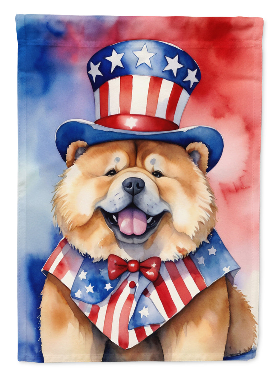 Chow Chow Patriotic American House Flag Image 1