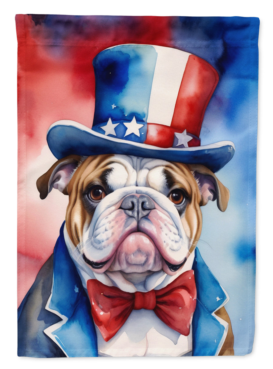 English Bulldog Patriotic American House Flag Image 1