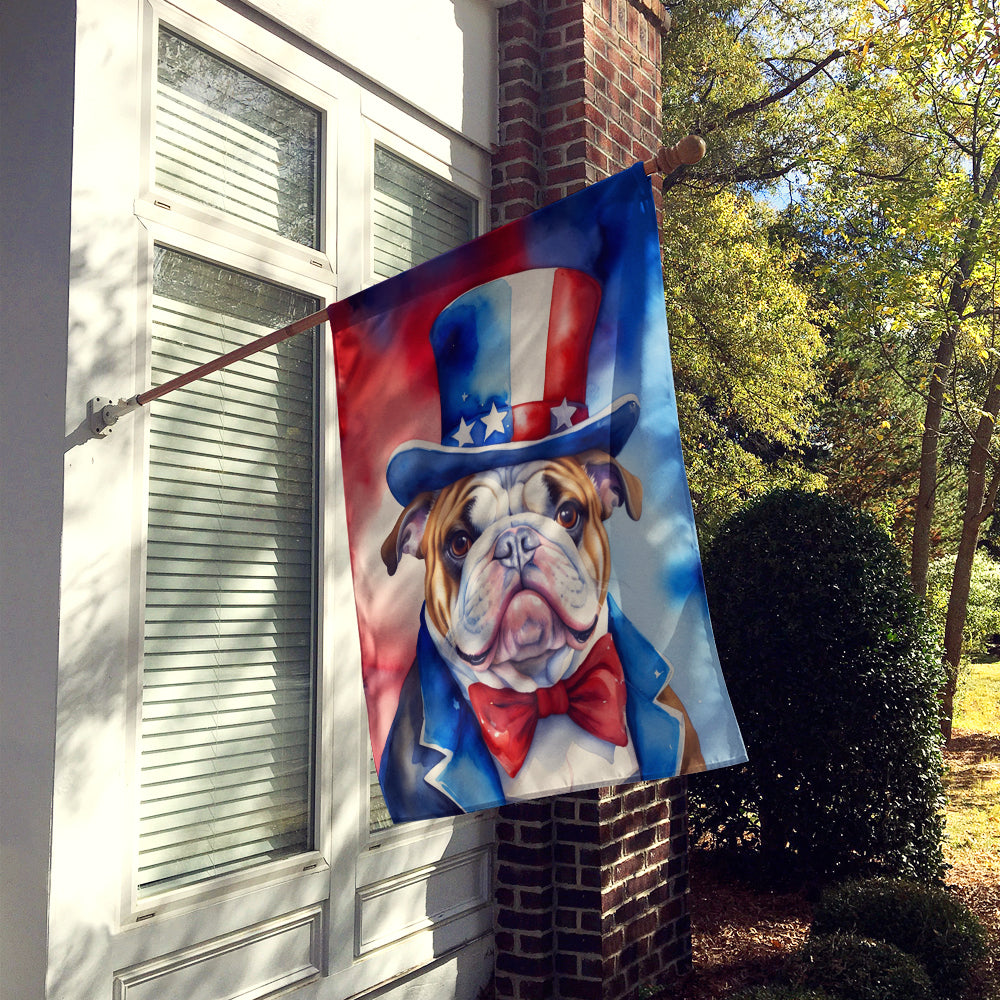English Bulldog Patriotic American House Flag Image 2