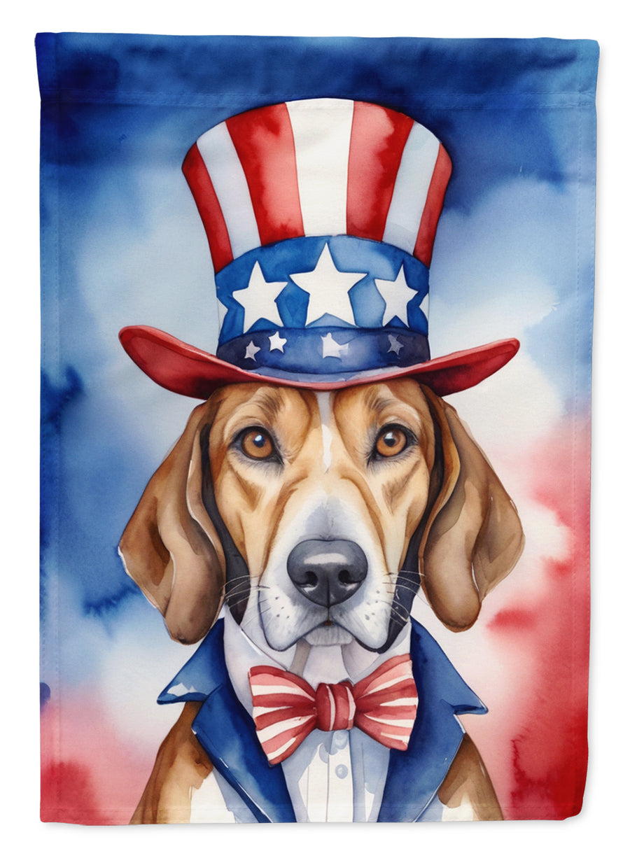 English Foxhound Patriotic American House Flag Image 1
