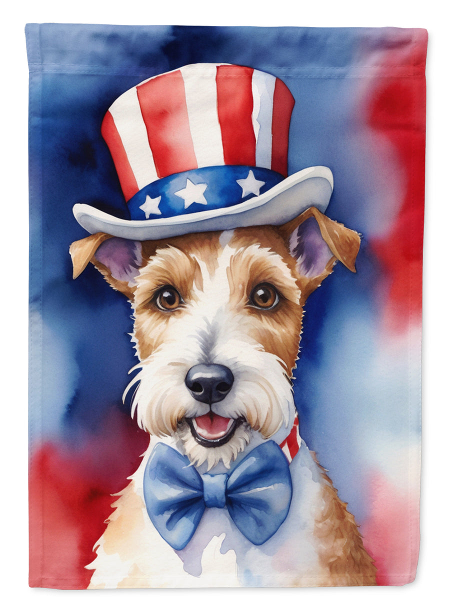Fox Terrier Patriotic American House Flag Image 1