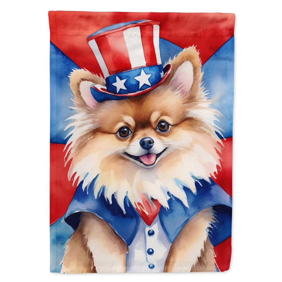Pomeranian Patriotic American House Flag Image 1