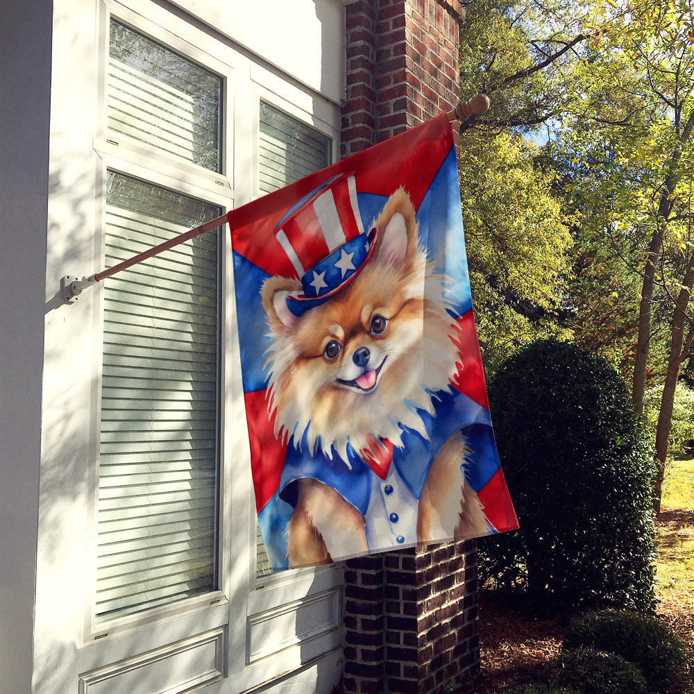 Pomeranian Patriotic American House Flag Image 2
