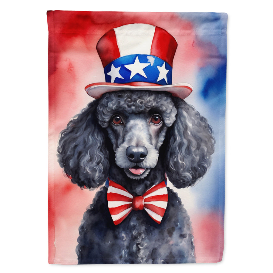 Black Poodle Patriotic American House Flag Image 1