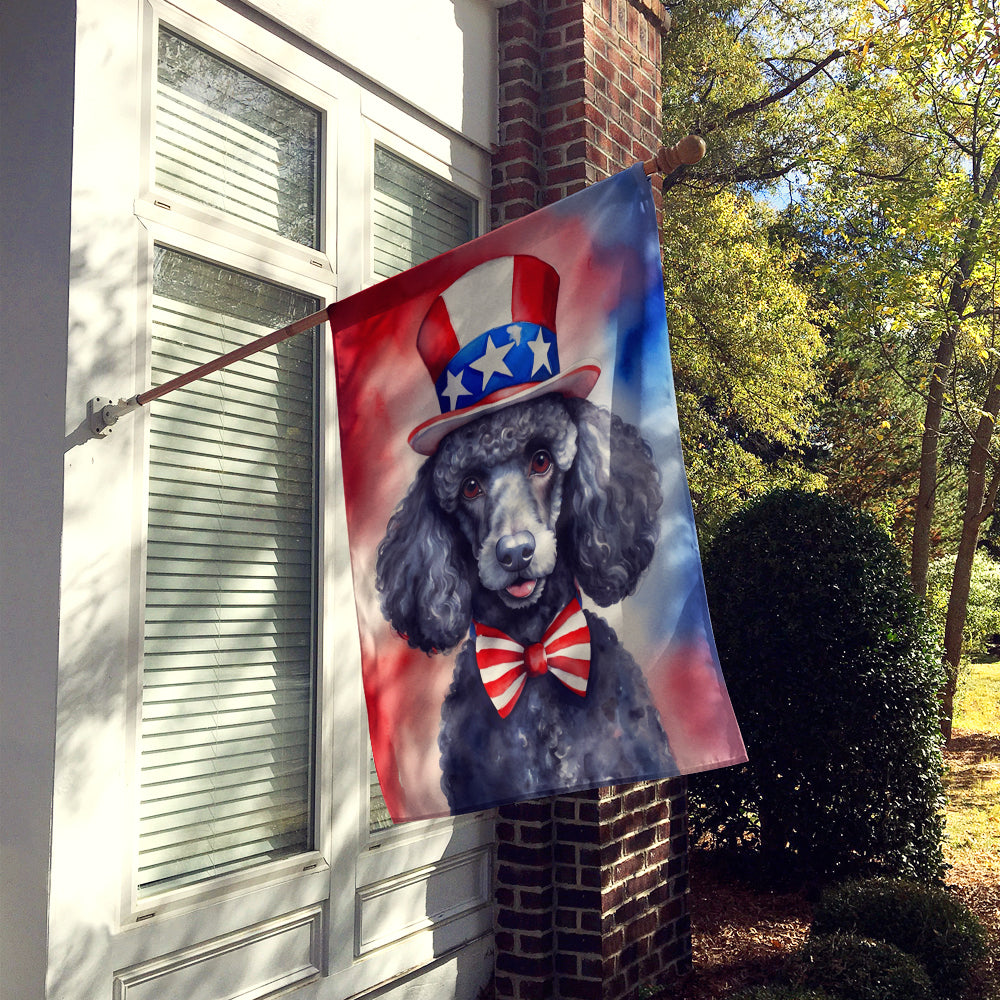Black Poodle Patriotic American House Flag Image 2