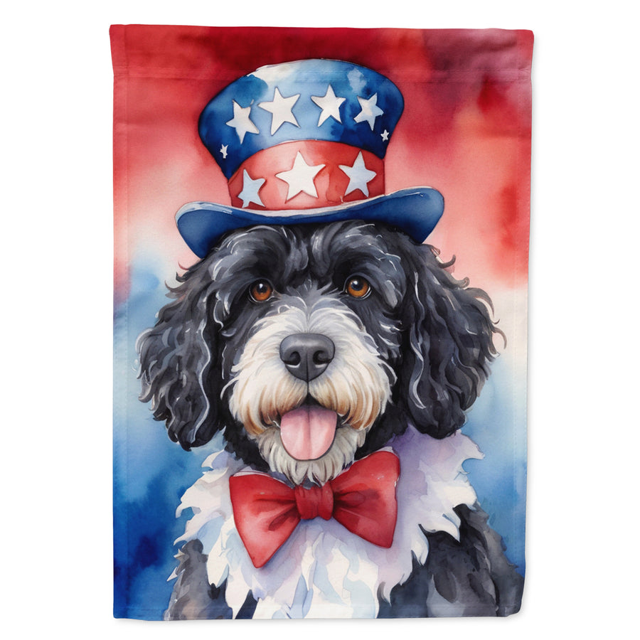 Portuguese Water Dog Patriotic American House Flag Image 1