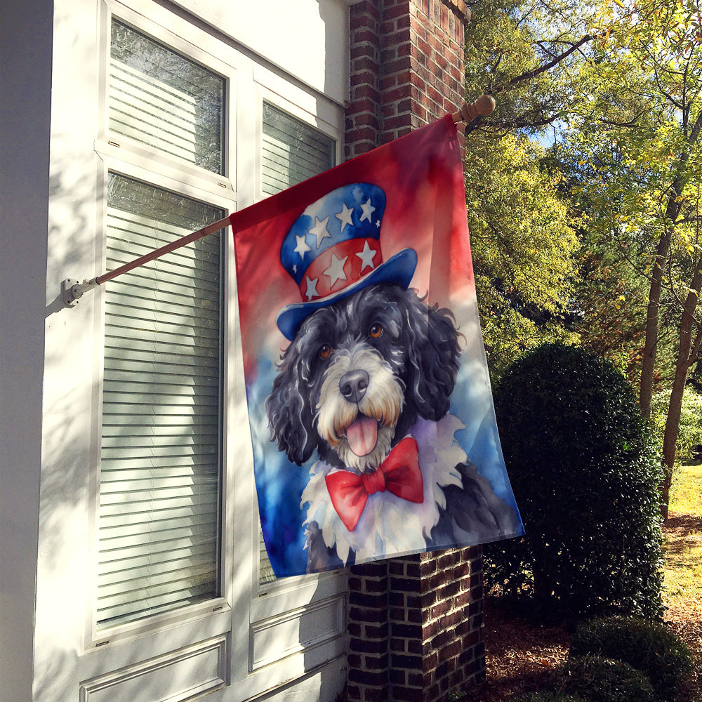 Portuguese Water Dog Patriotic American House Flag Image 2