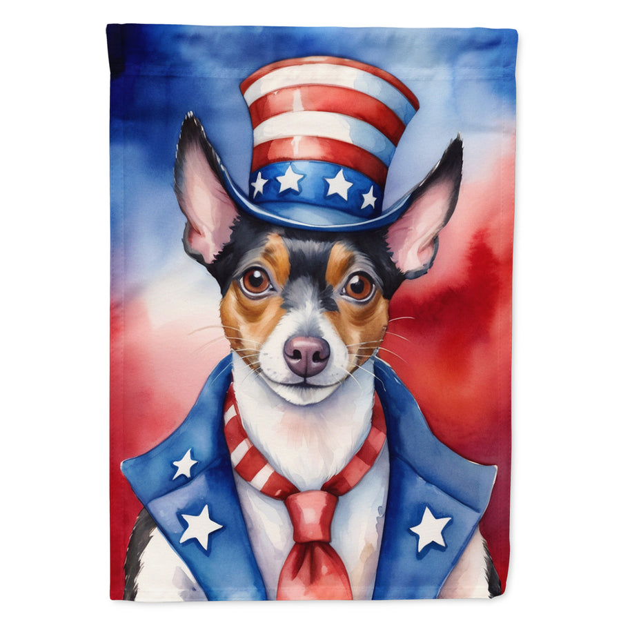 Rat Terrier Patriotic American House Flag Image 1