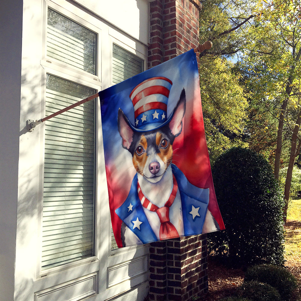 Rat Terrier Patriotic American House Flag Image 2