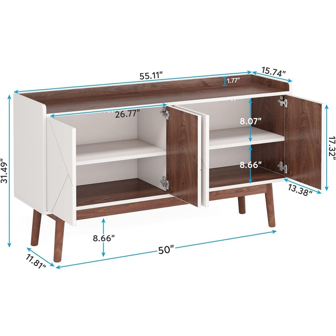 Tribesigns 55" Kitchen Buffet Sideboard Storage Cabinet Modern White Wood Image 4