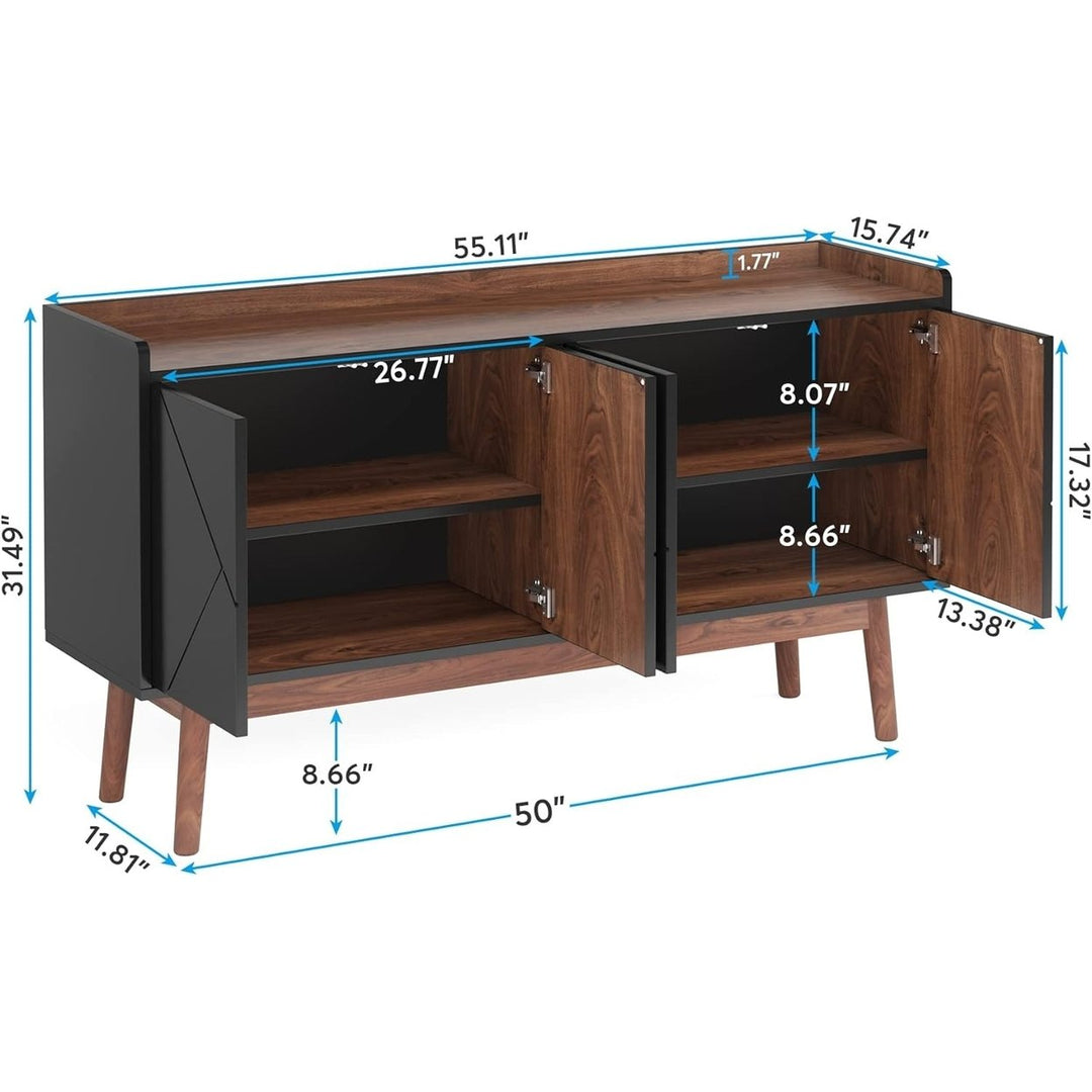 Tribesigns 55" Kitchen Buffet Sideboard Storage Cabinet Modern White Wood Image 8