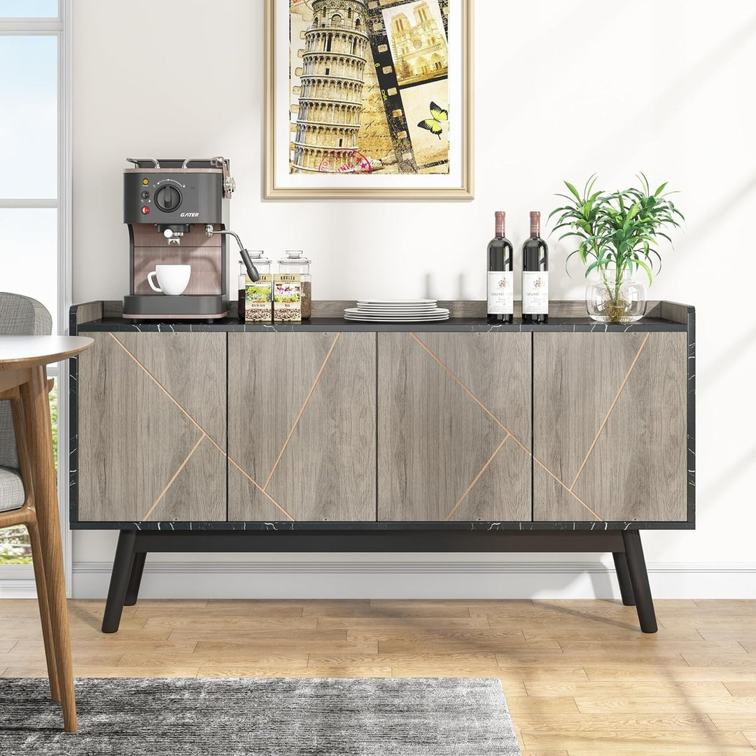 Tribesigns Kitchen Sideboard Buffet Table with Storage, 55" Coffee Bar Cabinet with Doors, Modern Sideboards and Buffets Image 10
