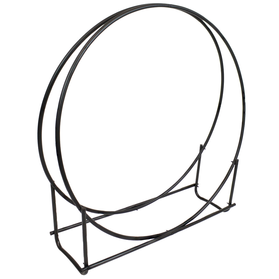 Sunnydaze 40 in Black Powder-Coated Iron Firewood Log Hoop Rack Image 1