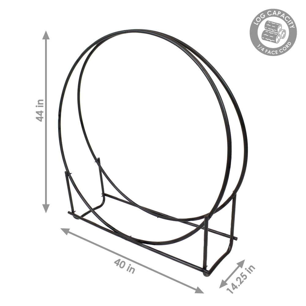 Sunnydaze 40 in Black Powder-Coated Iron Firewood Log Hoop Rack Image 2