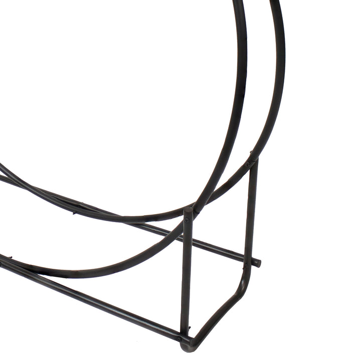 Sunnydaze 40 in Black Powder-Coated Iron Firewood Log Hoop Rack Image 3