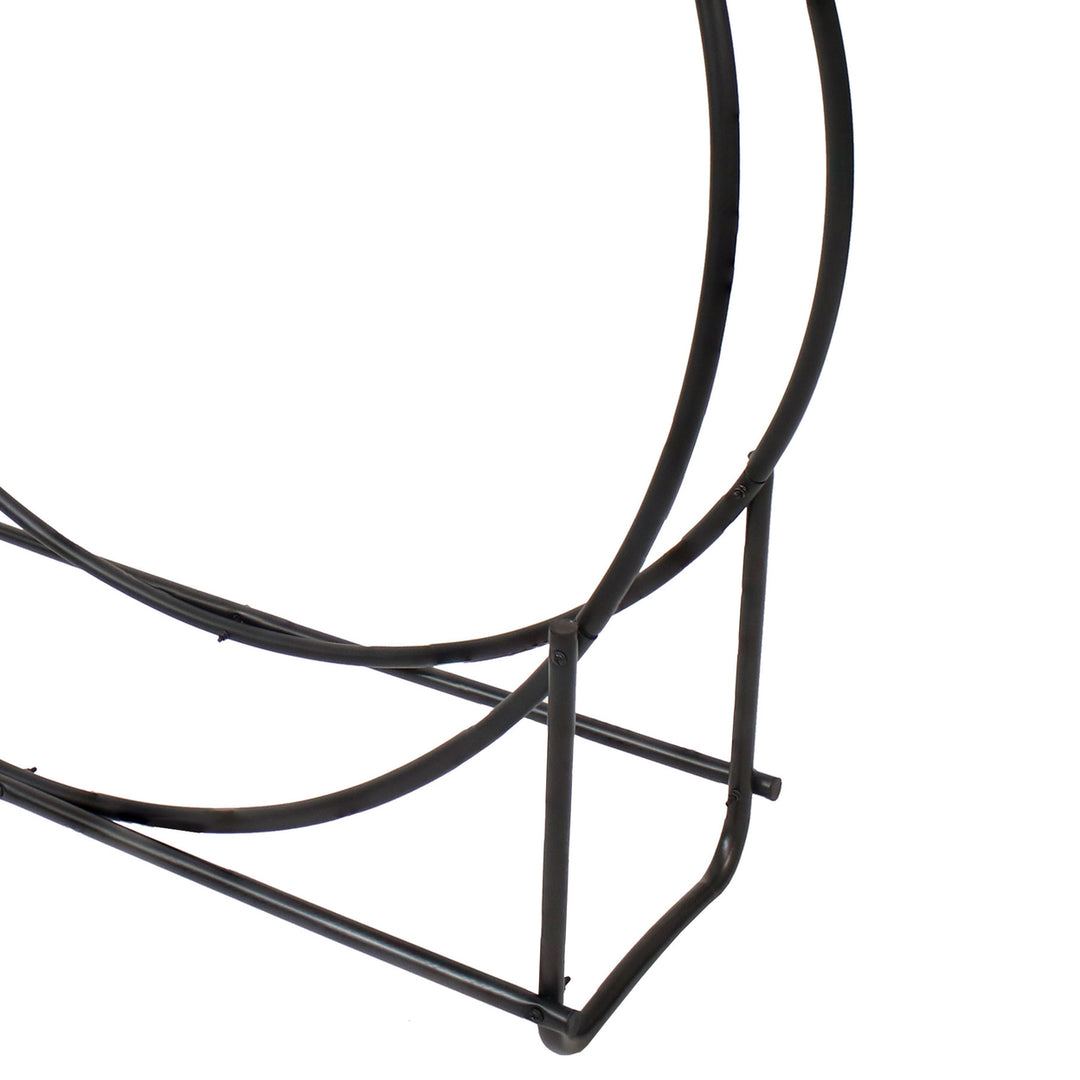 Sunnydaze 48 in Black Powder-Coated Iron Firewood Log Hoop Rack Image 3