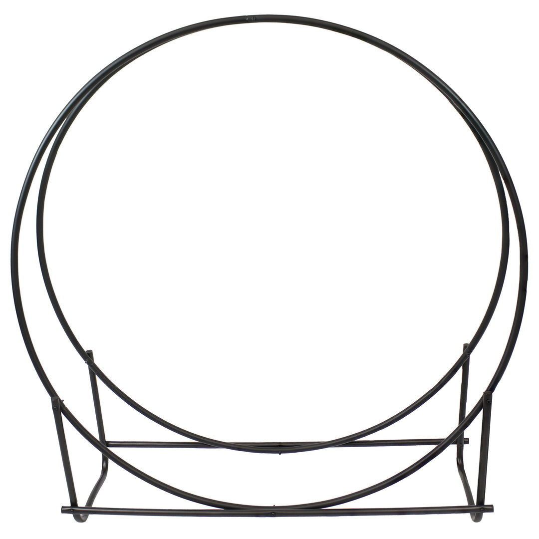 Sunnydaze 40 in Black Powder-Coated Iron Firewood Log Hoop Rack Image 5