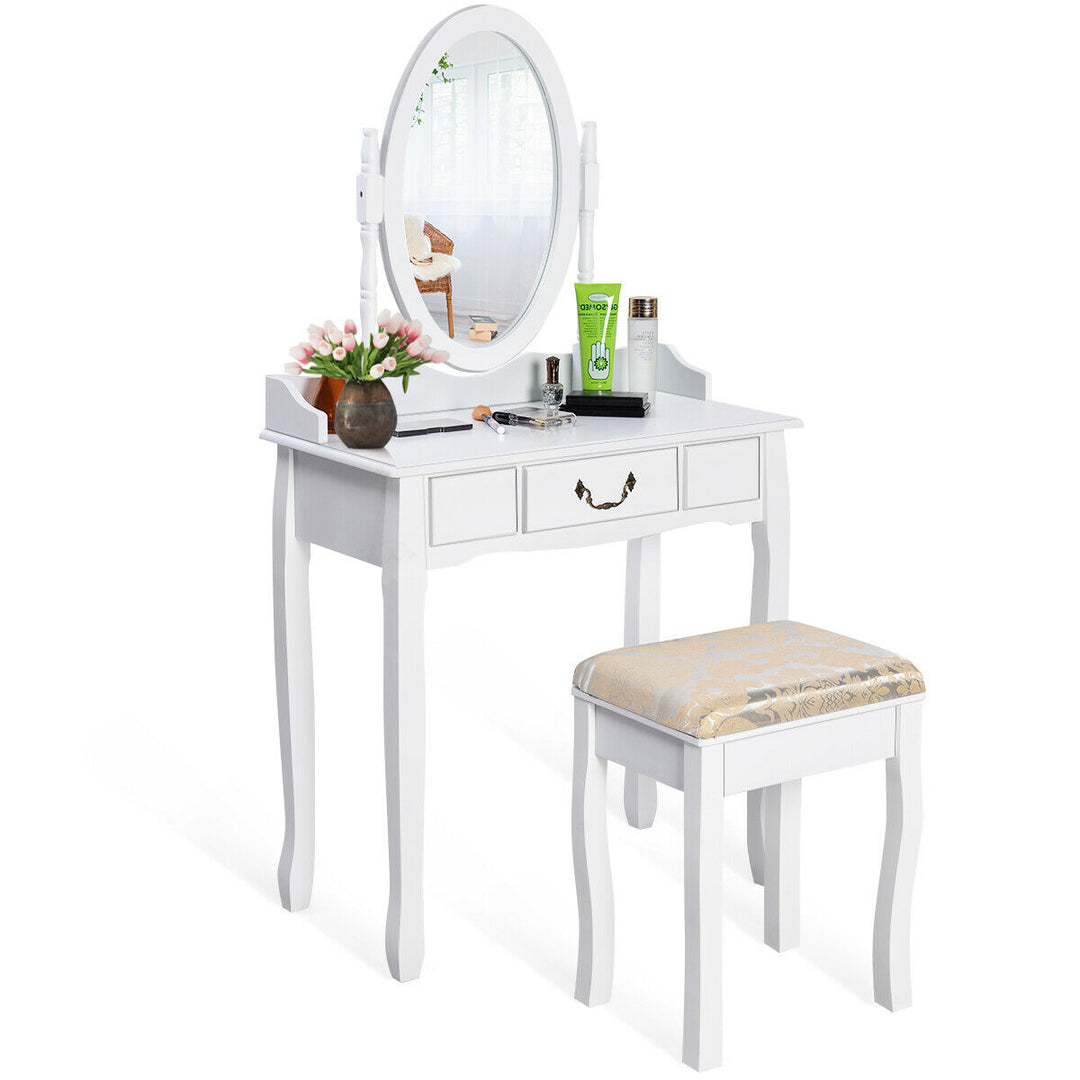 Vanity Table Jewelry Makeup Desk Bench Dresser Stool Image 9