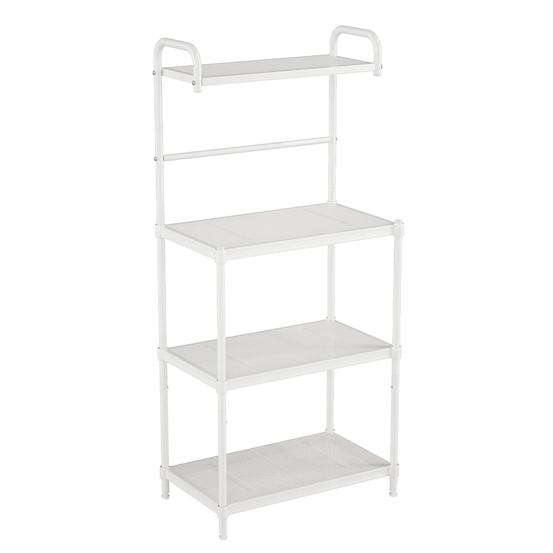 4-Tier Bakers Rack Microwave Oven Rack Shelves Kitchen Storage Organizer Iron White Image 9