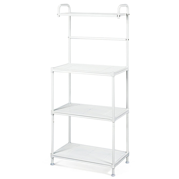 4-Tier Bakers Rack Microwave Oven Rack Shelves Kitchen Storage Organizer Iron White Image 10