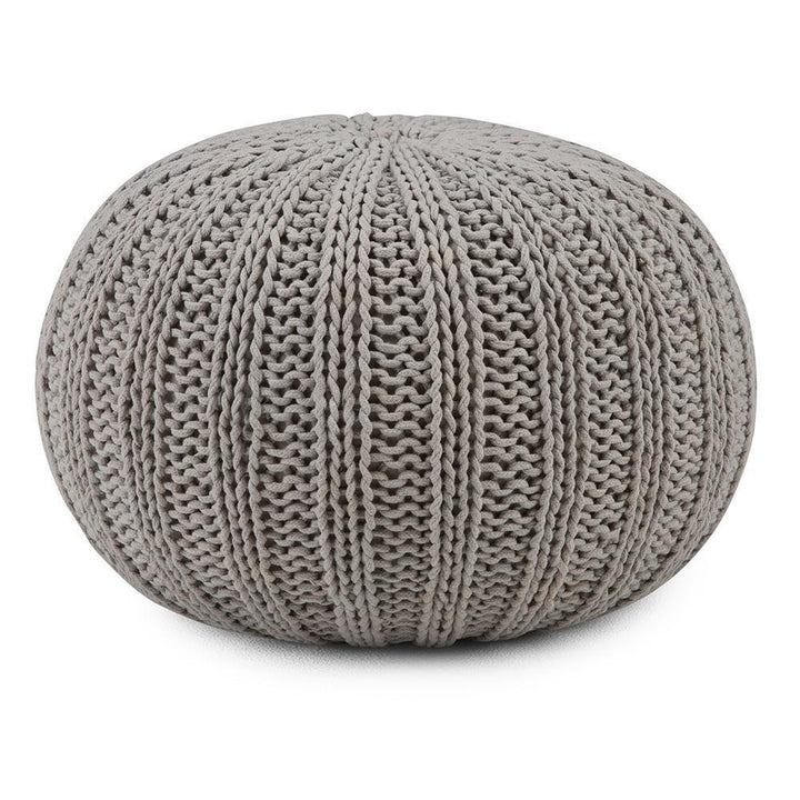 Simpli Home Shelby Round Pouf Hand Knit Cotton 20 Inch Lightweight Accent Furniture Image 1