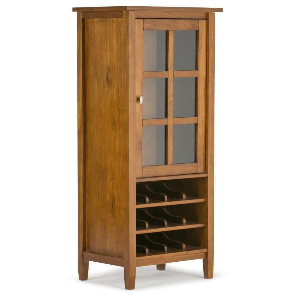 Warm Shaker Wine Rack Compact Solid Wood Storage Cabinet 12 Bottle Capacity Image 1