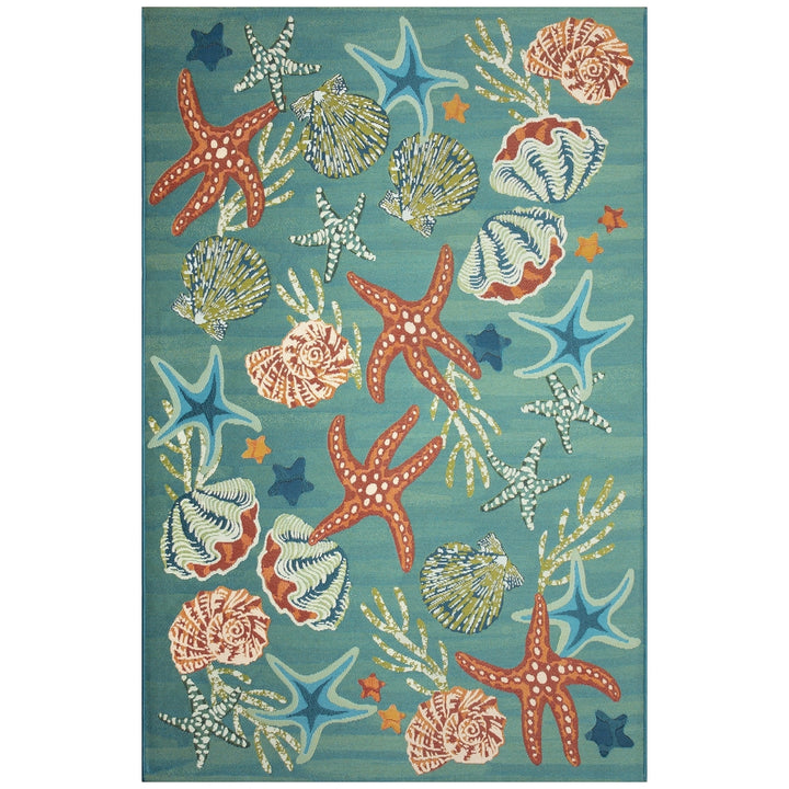 Liora Manne Marina Starfish Song Indoor Outdoor Area Rug Aqua Image 2