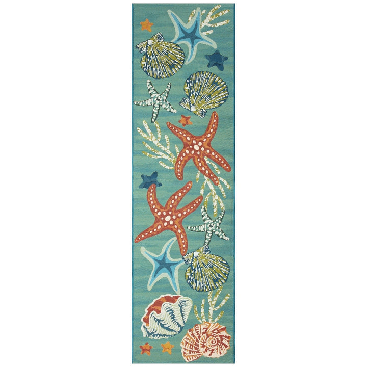 Liora Manne Marina Starfish Song Indoor Outdoor Area Rug Aqua Image 4