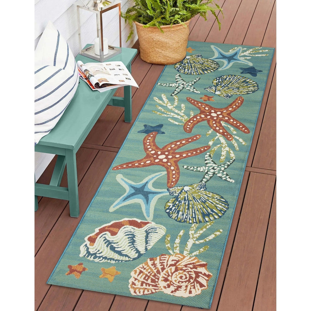 Liora Manne Marina Starfish Song Indoor Outdoor Area Rug Aqua Image 5