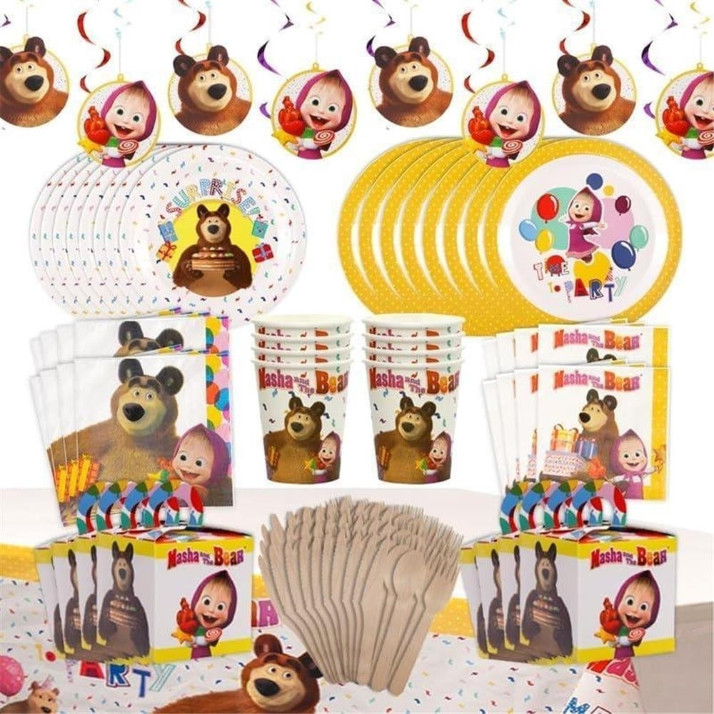 Masha and The Bear Party Paper Plates 20ct Themed Kids Supplies Disposable Mighty Mojo Image 2