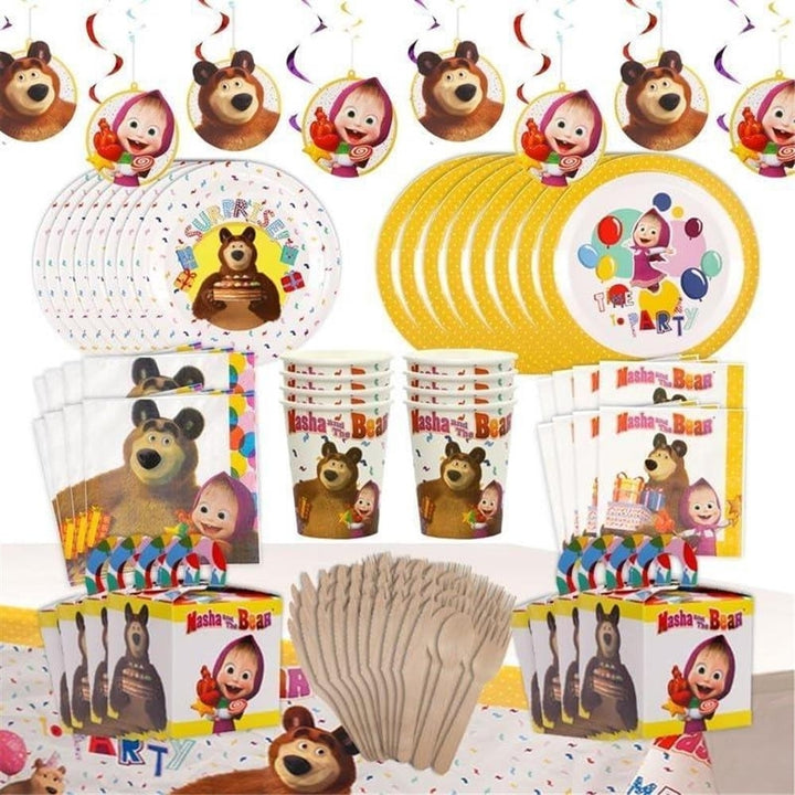 Masha and The Bear Party Paper Plates 20ct Themed Kids Supplies Disposable Mighty Mojo Image 2