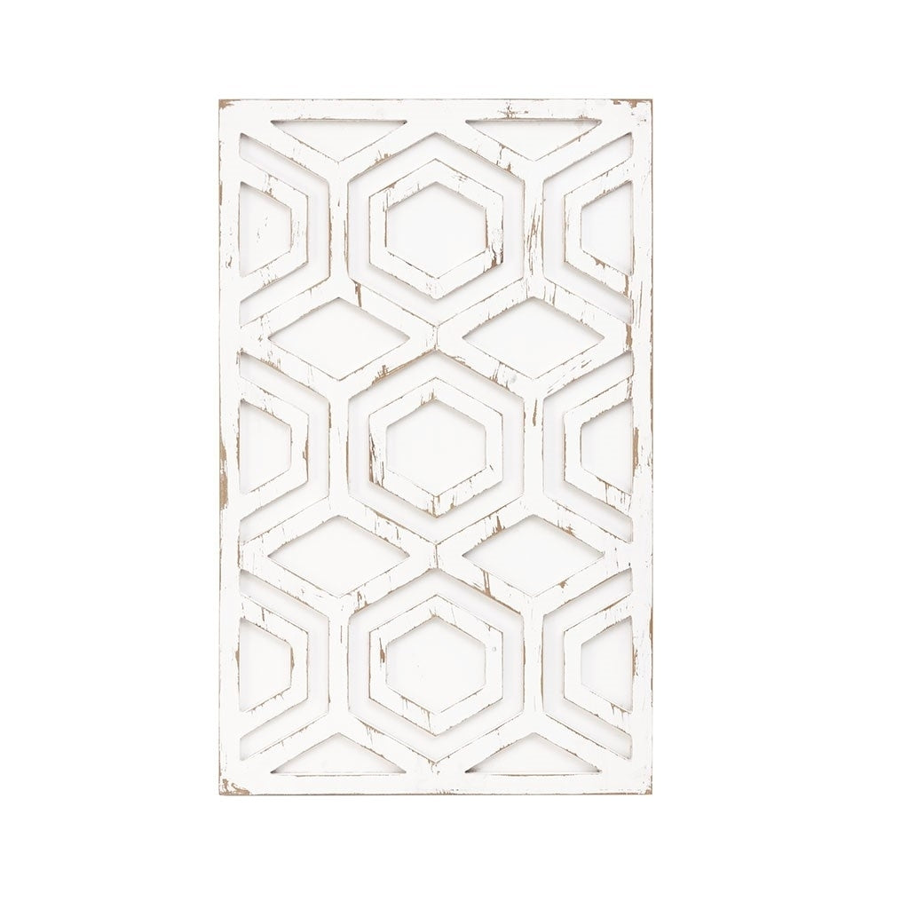 Gracie Mills Courtney Timeless Elegance: Ivory Geometric Carved Wood  - GRACE-10174 Image 1