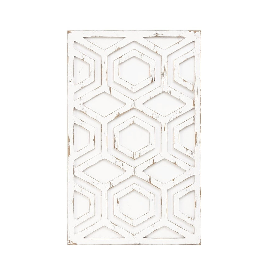 Gracie Mills Courtney Timeless Elegance: Ivory Geometric Carved Wood  - GRACE-10174 Image 1