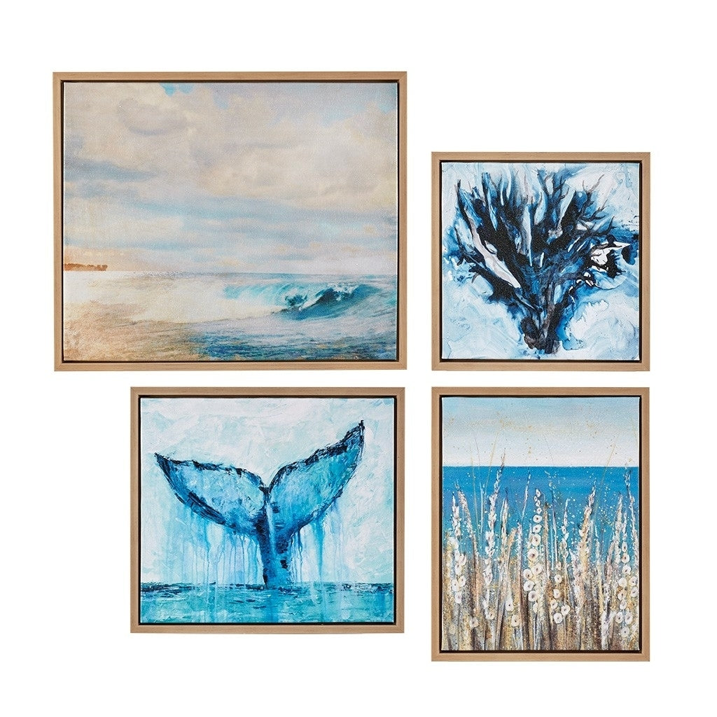 Gracie Mills Leach Coastal 4-Piece Framed Canvas Wall Art Set - GRACE-10294 Image 1