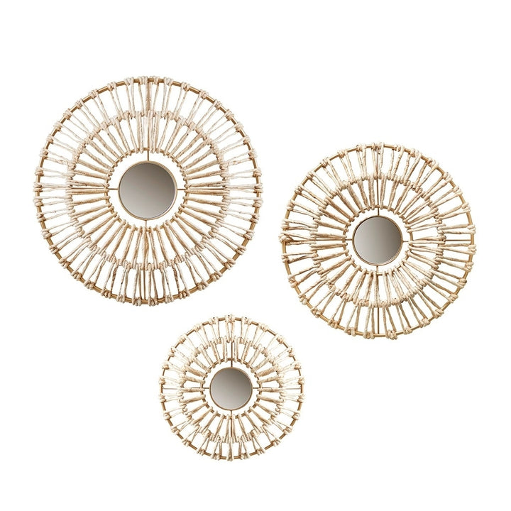 Gracie Mills Kennith 3-Piece Round Natural Fiber and Mirror Wall Art Set - GRACE-12831 Image 1