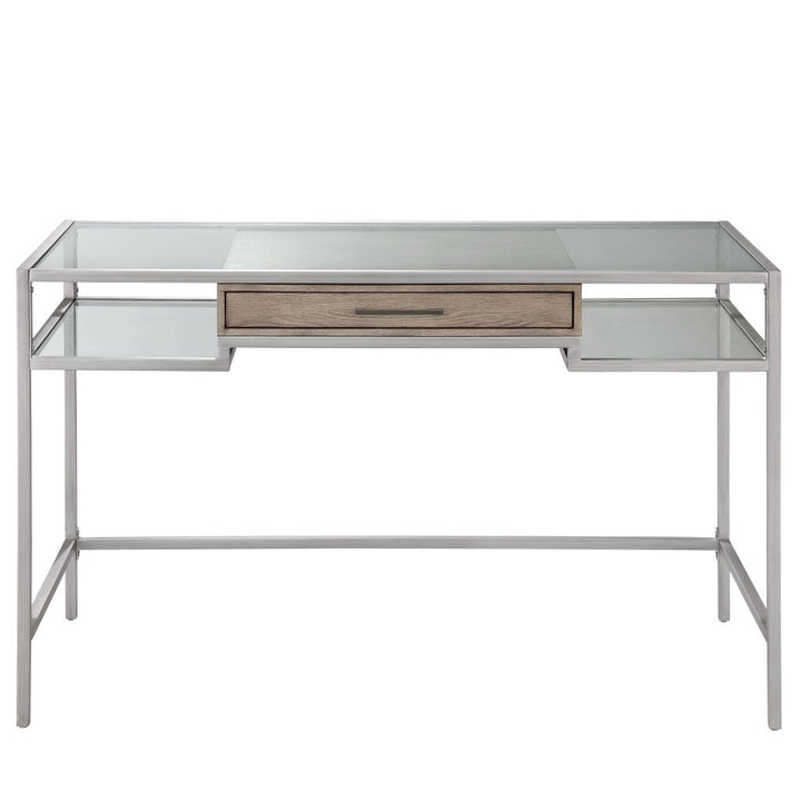 Gracie Mills Nakesha Metal Design With Tempered Glass Top Writing Desk - GRACE-13067 Image 1