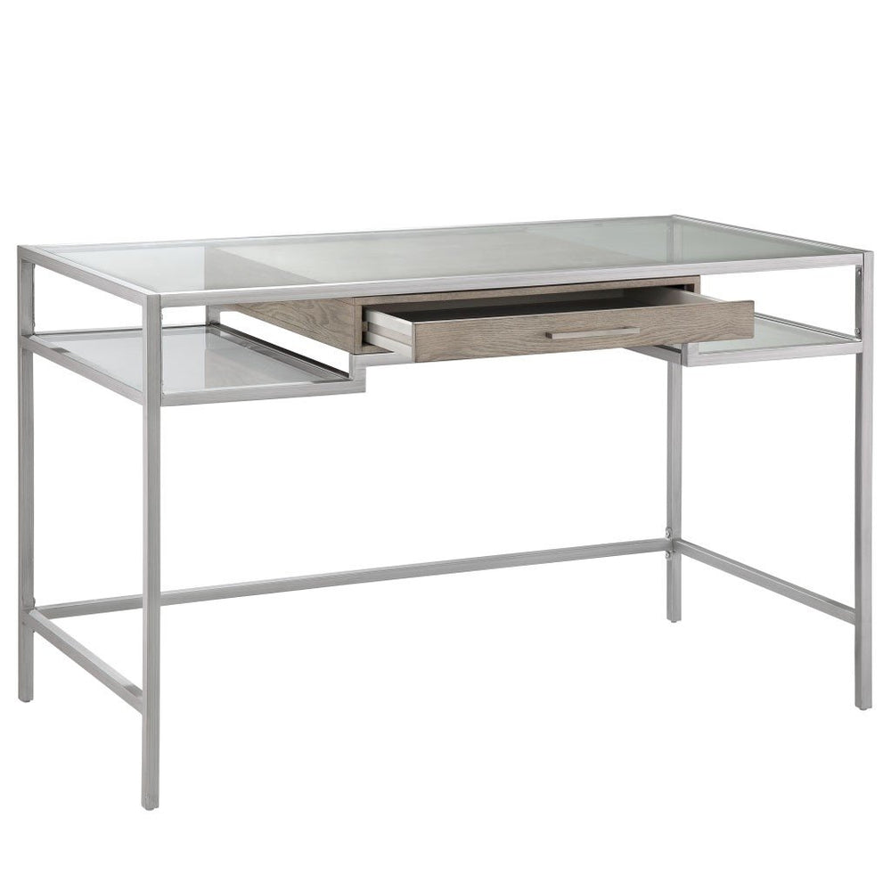 Gracie Mills Nakesha Metal Design With Tempered Glass Top Writing Desk - GRACE-13067 Image 2