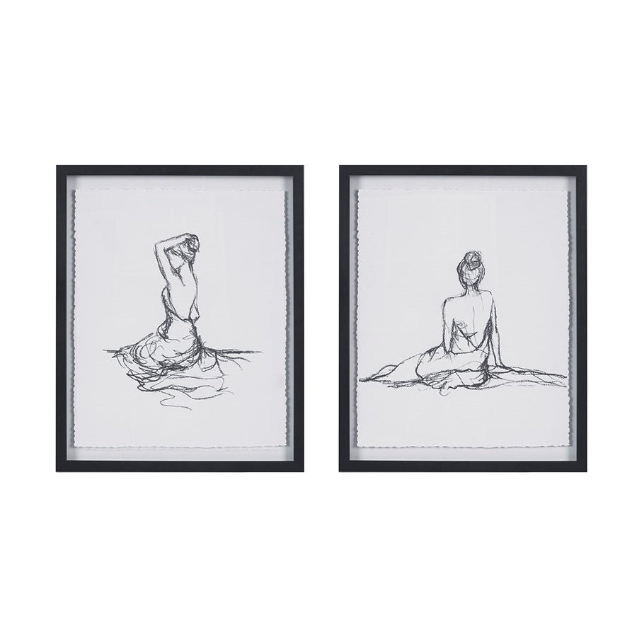 Gracie Mills Delia 2-Piece Woman Sketch Framed Wall Art Set - GRACE-13145 Image 1