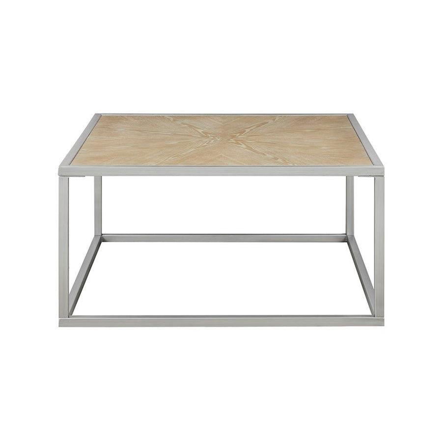 Gracie Mills Hamza Rectangular Cocktail Coffee Table with Silver Metal Base - GRACE-13181 Image 1