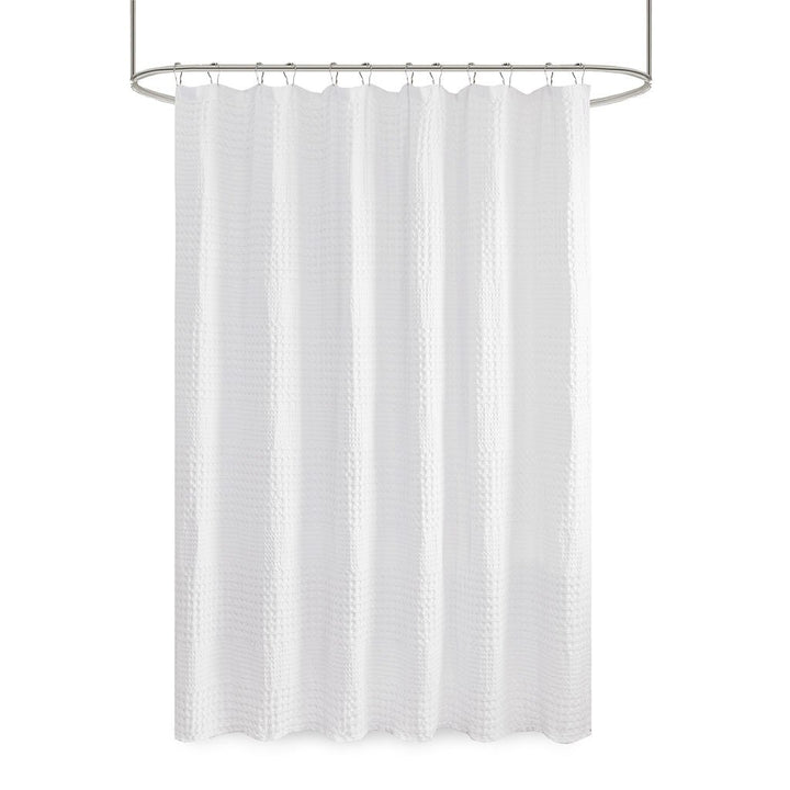 Gracie Mills Chavez Geometric Waffle Textured Solid Shower Curtain - GRACE-13234 Image 1