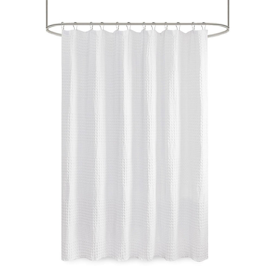 Gracie Mills Chavez Geometric Waffle Textured Solid Shower Curtain - GRACE-13234 Image 1