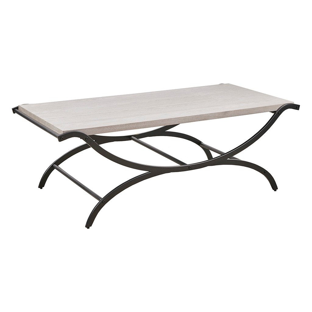 Gracie Mills Trent Modern Contrast Rectangular Coffee Table with Black Trestle Metal Base - GRACE-13683 Image 1