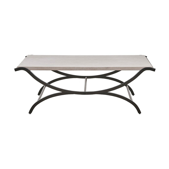 Gracie Mills Trent Modern Contrast Rectangular Coffee Table with Black Trestle Metal Base - GRACE-13683 Image 2