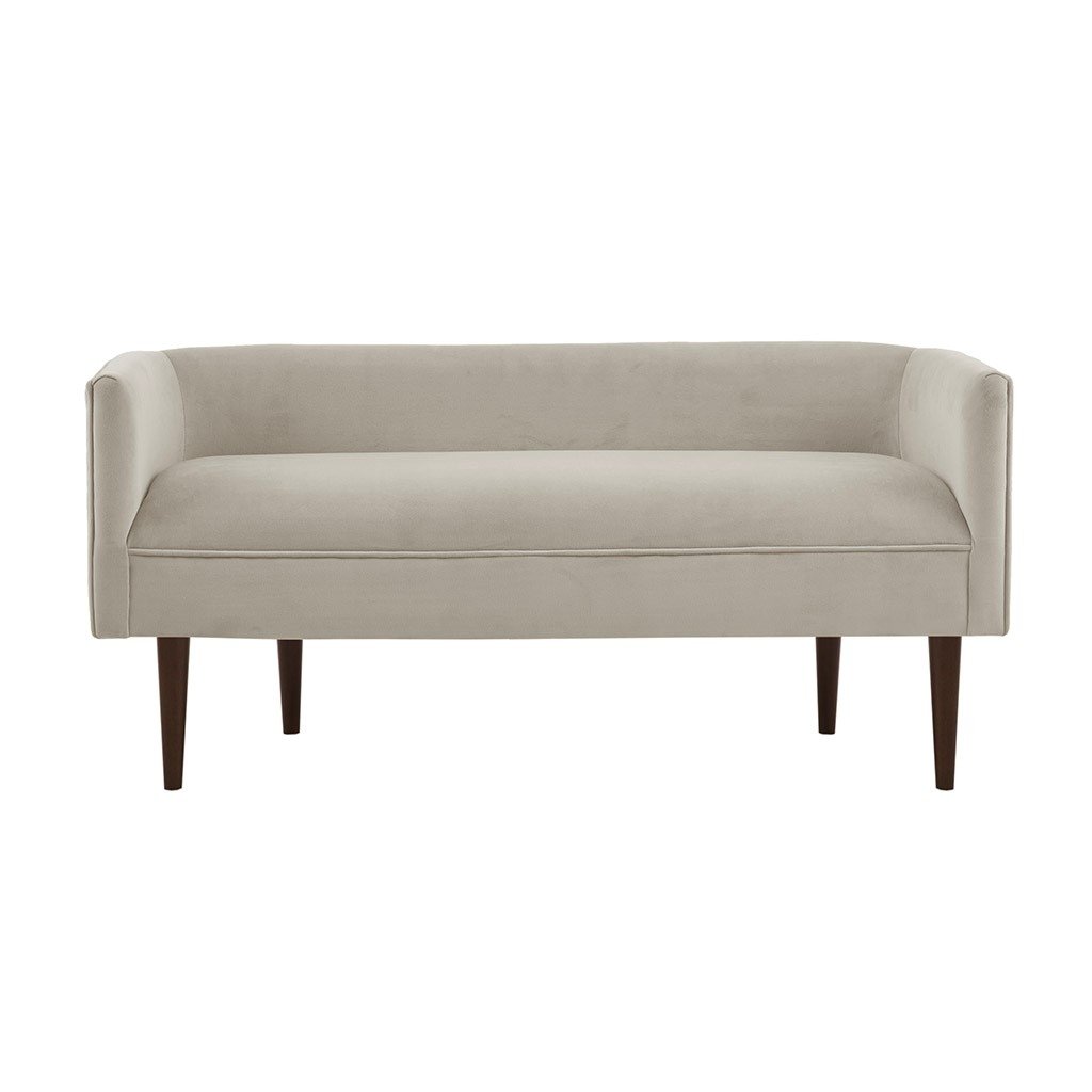 Gracie Mills Elfed Cream Velvet Accent Bench with Low Back - GRACE-13783 Image 1