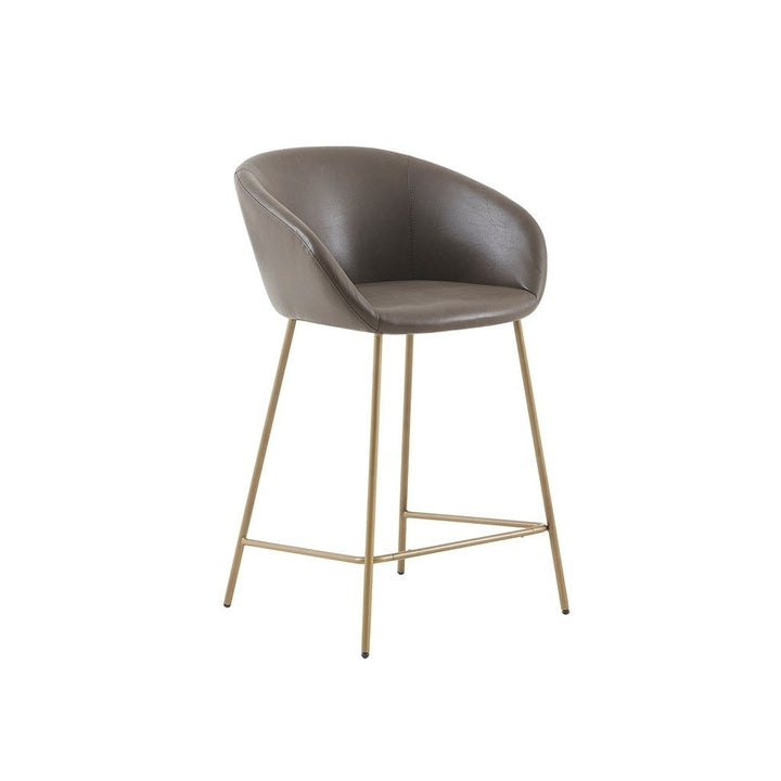 Gracie Mills Claudette Polyurethane Leather Counter Stool with Gold metal base - GRACE-13780 Image 1